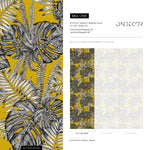 Wallpaper Removable Wallpaper Peel and Stick Wallpaper Wall Decor Home Decor Wall Art Room Decor / Yellow Monstera Leaf Wallpaper - D981