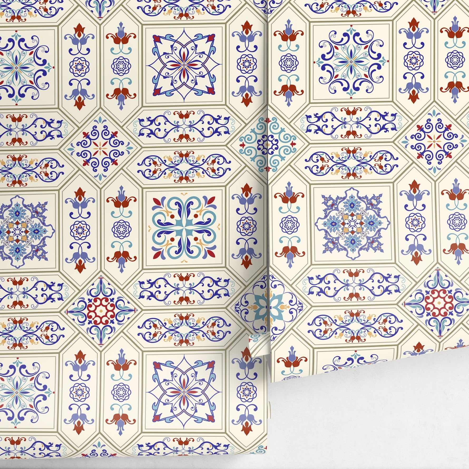 Wallpaper Peel and Stick Wallpaper Removable Wallpaper Home Decor Wall Art Wall Decor Room Decor / Geometric Moroccan Tile Wallpaper - A128