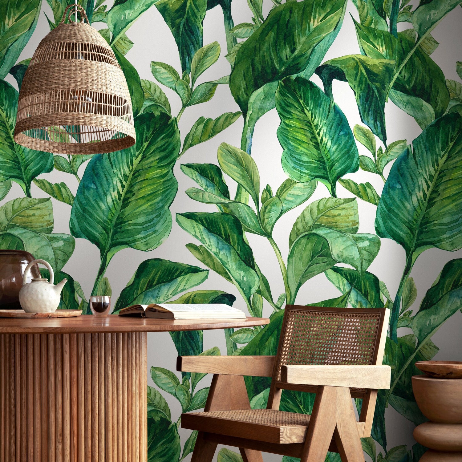 Wallpaper Peel and Stick Wallpaper Removable Wallpaper Temporary Wallpaper Home Decor Room Decor / Tropical Botanical Leaf - A205