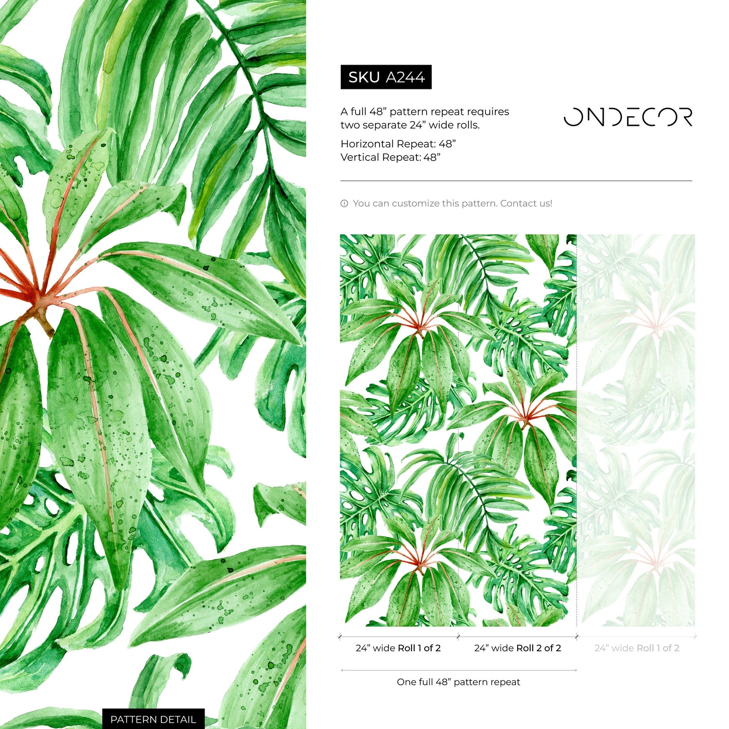 Wallpaper Peel and Stick Wallpaper Removable Wallpaper Home Decor Wall Art Wall Decor Room Decor / Monstera Leaves Wallpaper - A244