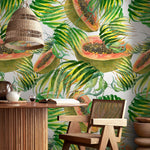 Wallpaper Peel and Stick Wallpaper Removable Wallpaper Home Decor Wall Art Wall Decor Room Decor / Tropical Papaya Wallpaper - A274