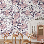 Wallpaper Peel and Stick Wallpaper Removable Wallpaper Home Decor Wall Art Wall Decor Room Decor / Pink Floral Wallpaper - A691