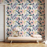 Wallpaper Peel and Stick Wallpaper Removable Wallpaper Temporary Wallpaper Home Decor Room Decor / Cute Floral Scandinavian Wallpaper - A696