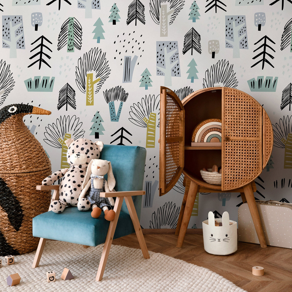 Removable Wallpaper Scandinavian Wallpaper Plants Wallpaper Peel and Stick Wallpaper Wall Paper - A675