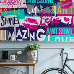 Wallpaper Removable Wallpaper Peel and Stick Wallpaper Wall Decor Home Decor Wall Art Room Decor / Modern Typography Wallpaper - A784