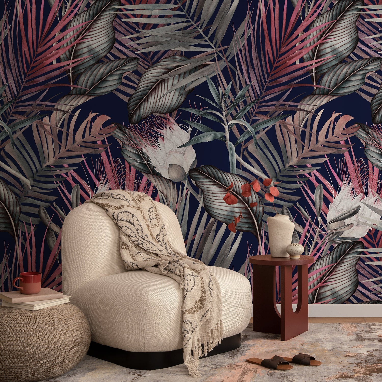 Wallpaper Peel and Stick Wallpaper Removable Wallpaper Home Decor Wall Art Wall Decor Room Decor / Tropical Leaves Wallpaper - A836