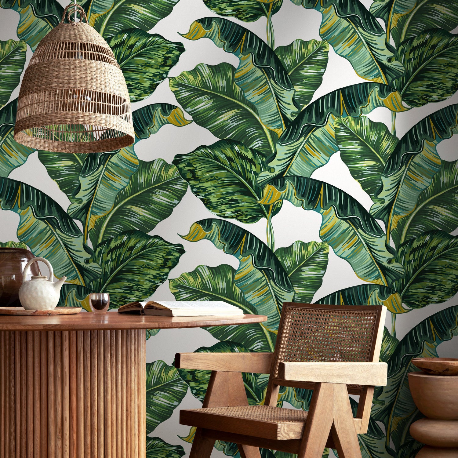 Wallpaper Peel and Stick Wallpaper Removable Wallpaper Home Decor Wall Decor Room Decor / Tropical Banana Leaf Wallpaper - A276