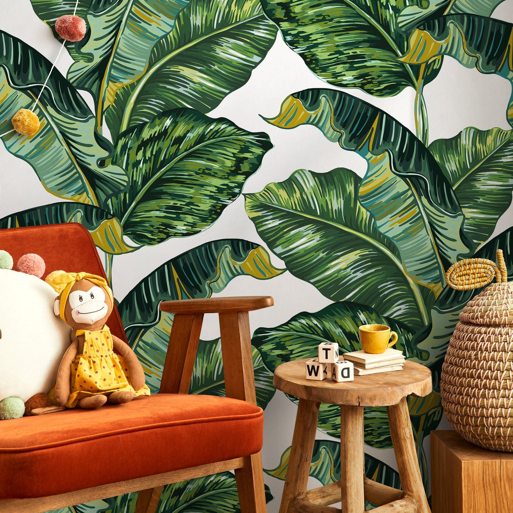 Wallpaper Peel and Stick Wallpaper Removable Wallpaper Home Decor Wall Decor Room Decor / Tropical Banana Leaf Wallpaper - A276