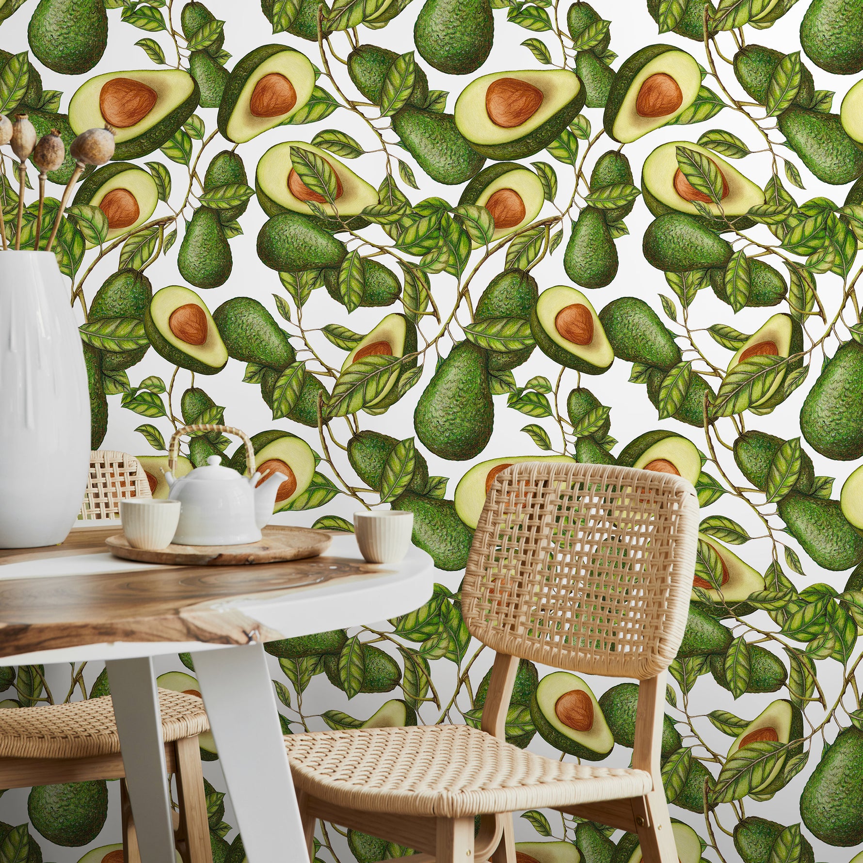 Wallpaper Peel and Stick Wallpaper Removable Wallpaper Home Decor Wall Art Wall Decor Room Decor / Tropical Avocado Wallpaper - A280