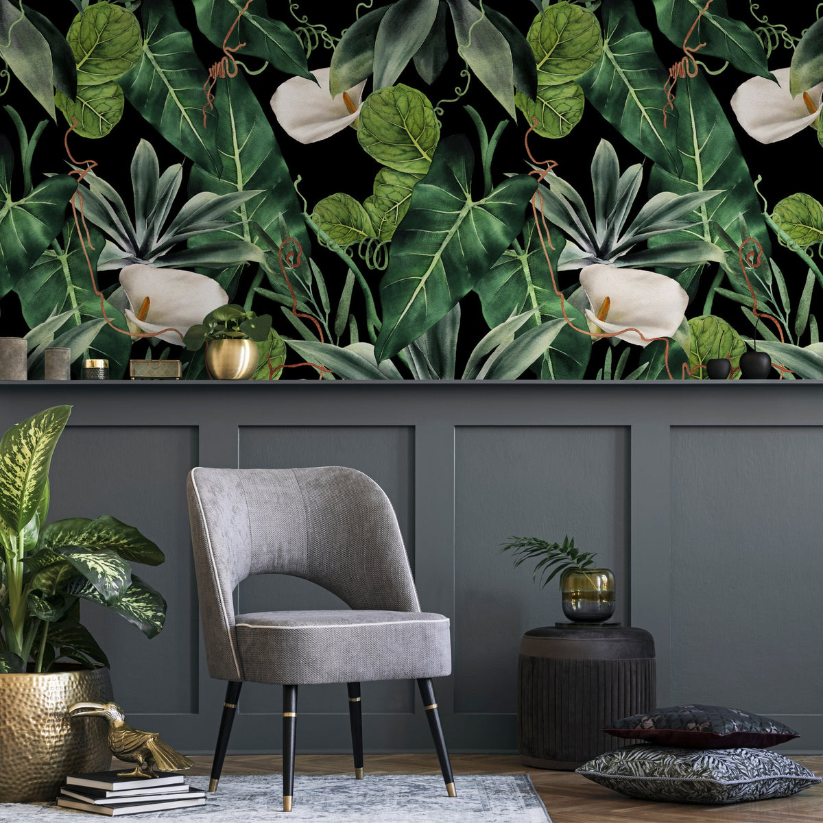 Wallpaper Peel and Stick Wallpaper Removable Wallpaper Home Decor Wall Art Wall Decor Room Decor / Tropical Jungle Leaves Wallpaper - A843