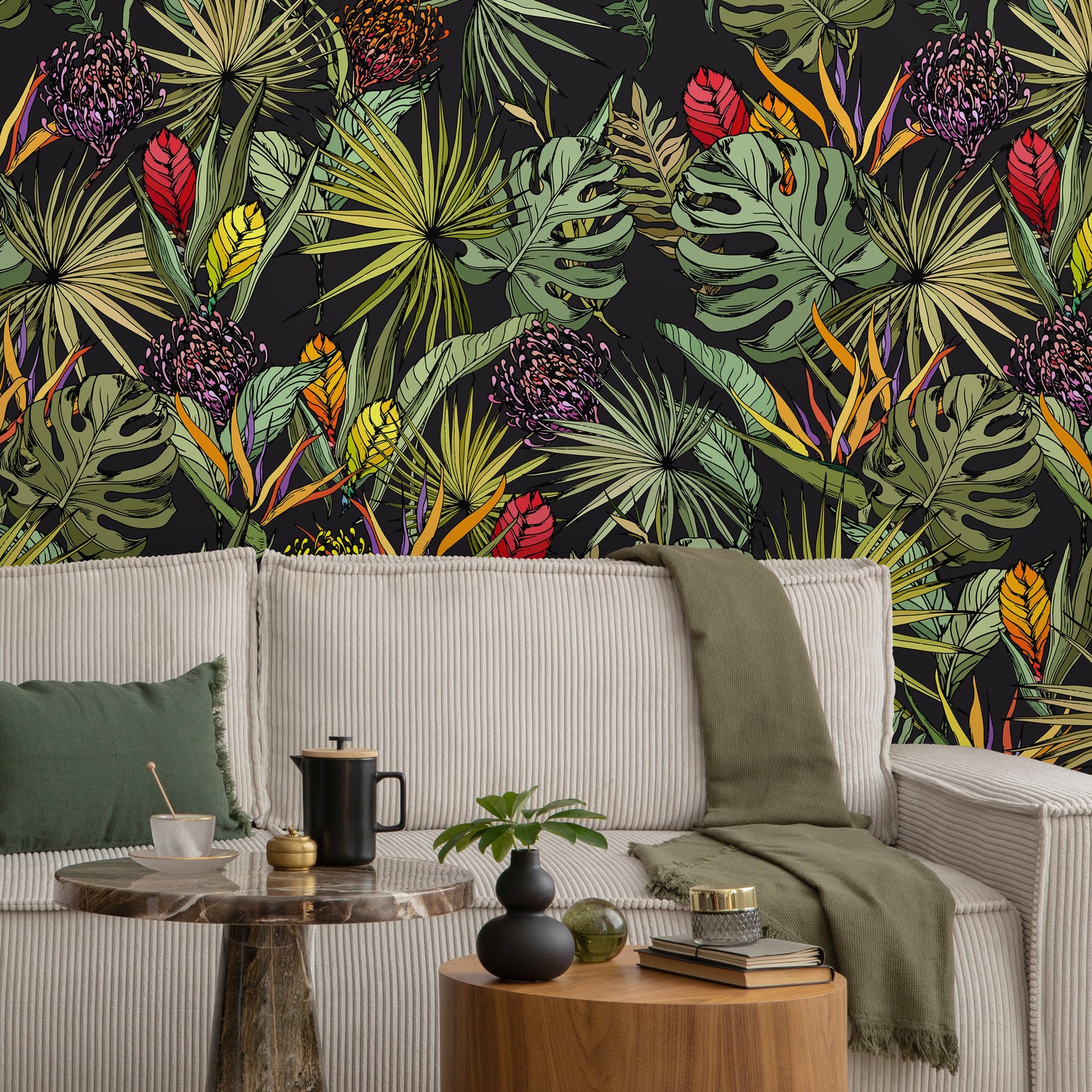 Wallpaper Peel and Stick Wallpaper Removable Wallpaper Temporary Wallpaper Room Decor Home Decor / Jungle Monstera Leaf Wallpaper - A754