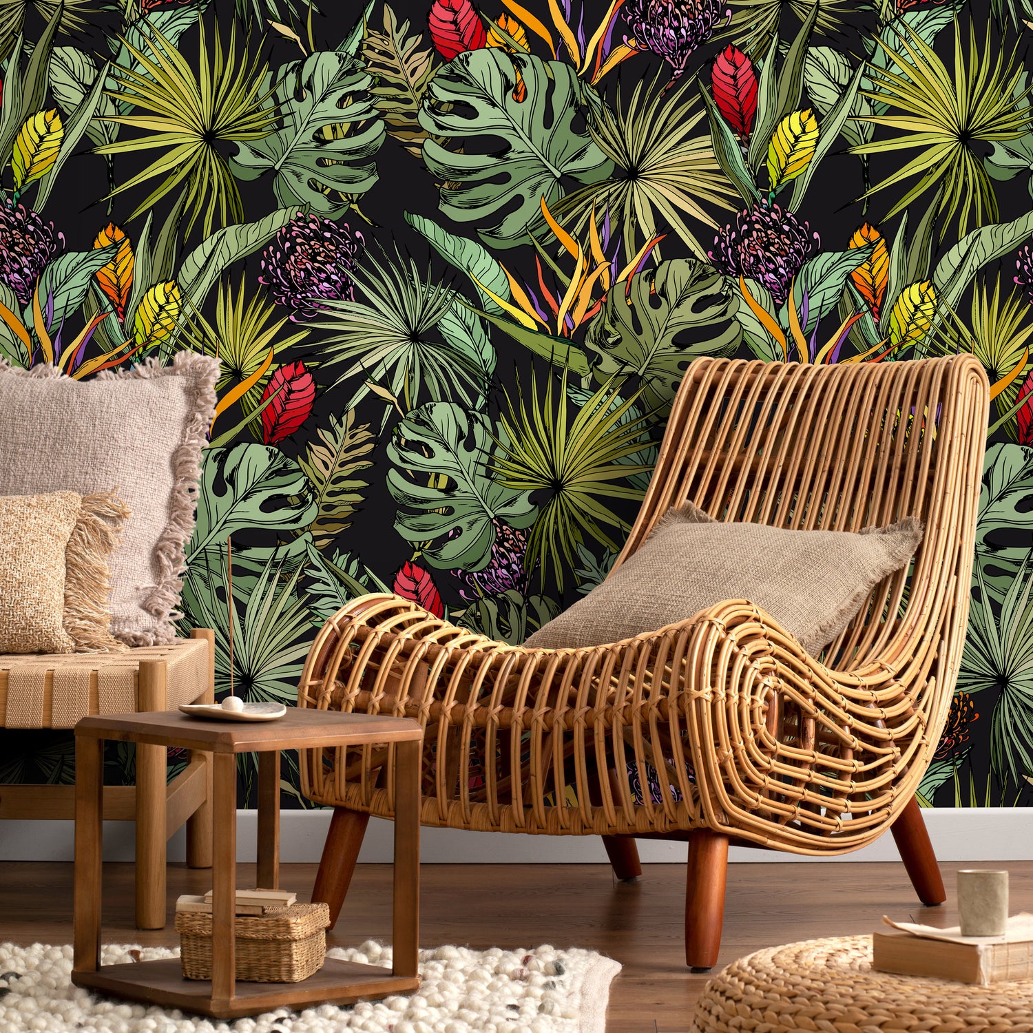 Wallpaper Peel and Stick Wallpaper Removable Wallpaper Temporary Wallpaper Room Decor Home Decor / Jungle Monstera Leaf Wallpaper - A754