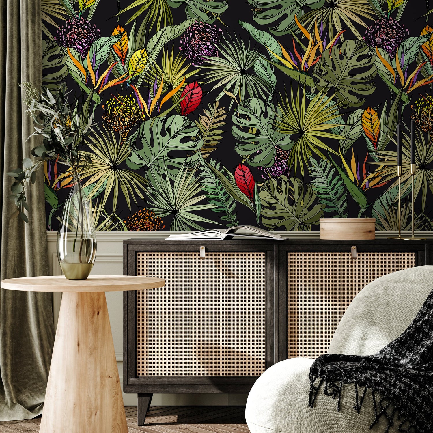 Wallpaper Peel and Stick Wallpaper Removable Wallpaper Temporary Wallpaper Room Decor Home Decor / Jungle Monstera Leaf Wallpaper - A754