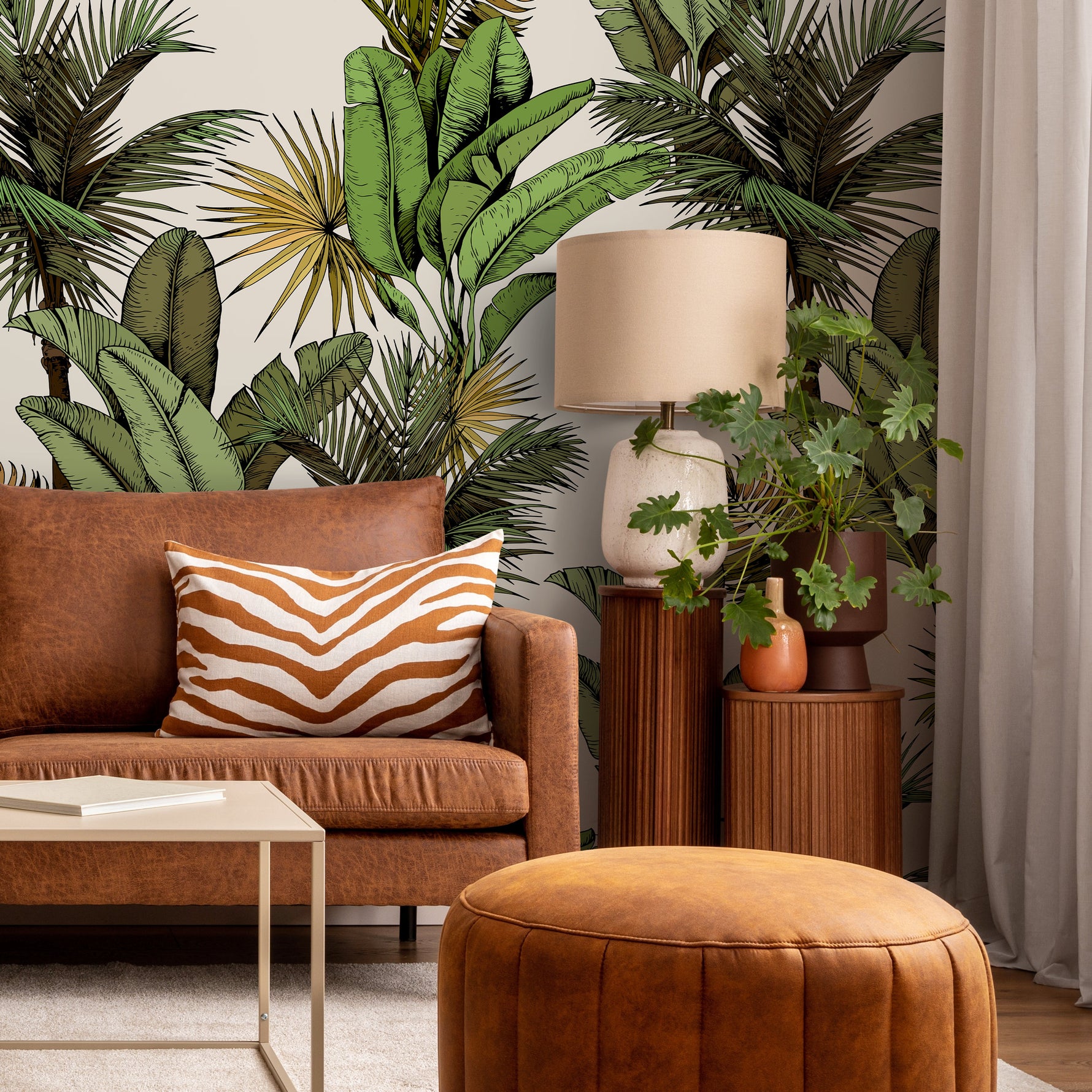 Wallpaper Peel and Stick Wallpaper Removable Wallpaper Home Decor Wall Art Wall Decor Room Decor/ Tropical Jungle Palm Tree Wallpaper -A762