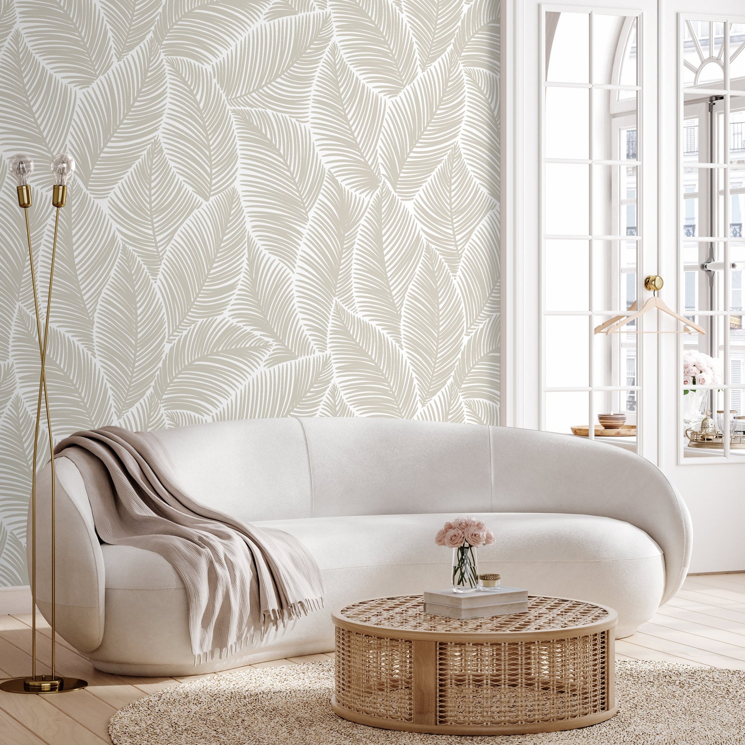 Removable Wallpaper, Scandinavian Wallpaper, Temporary Wallpaper, Minimalistic Wallpaper, Peel and Stick Wallpaper, Leaf Wallpaper - B521