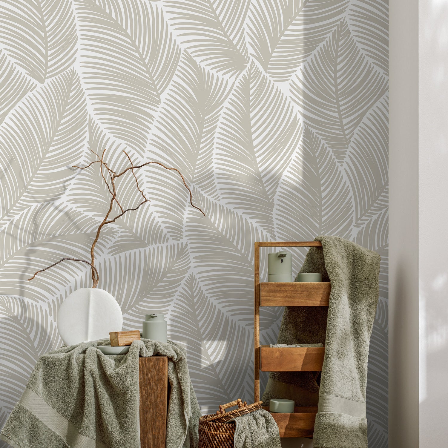 Removable Wallpaper, Scandinavian Wallpaper, Temporary Wallpaper, Minimalistic Wallpaper, Peel and Stick Wallpaper, Leaf Wallpaper - B521