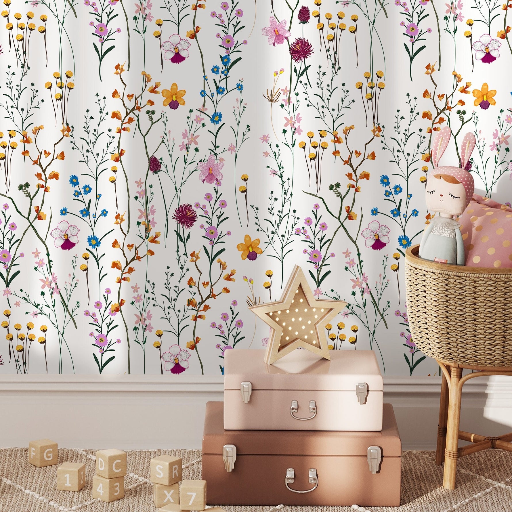 Floral Vintage wallpaper Peel and Stick and Traditional Wallpaper - B407