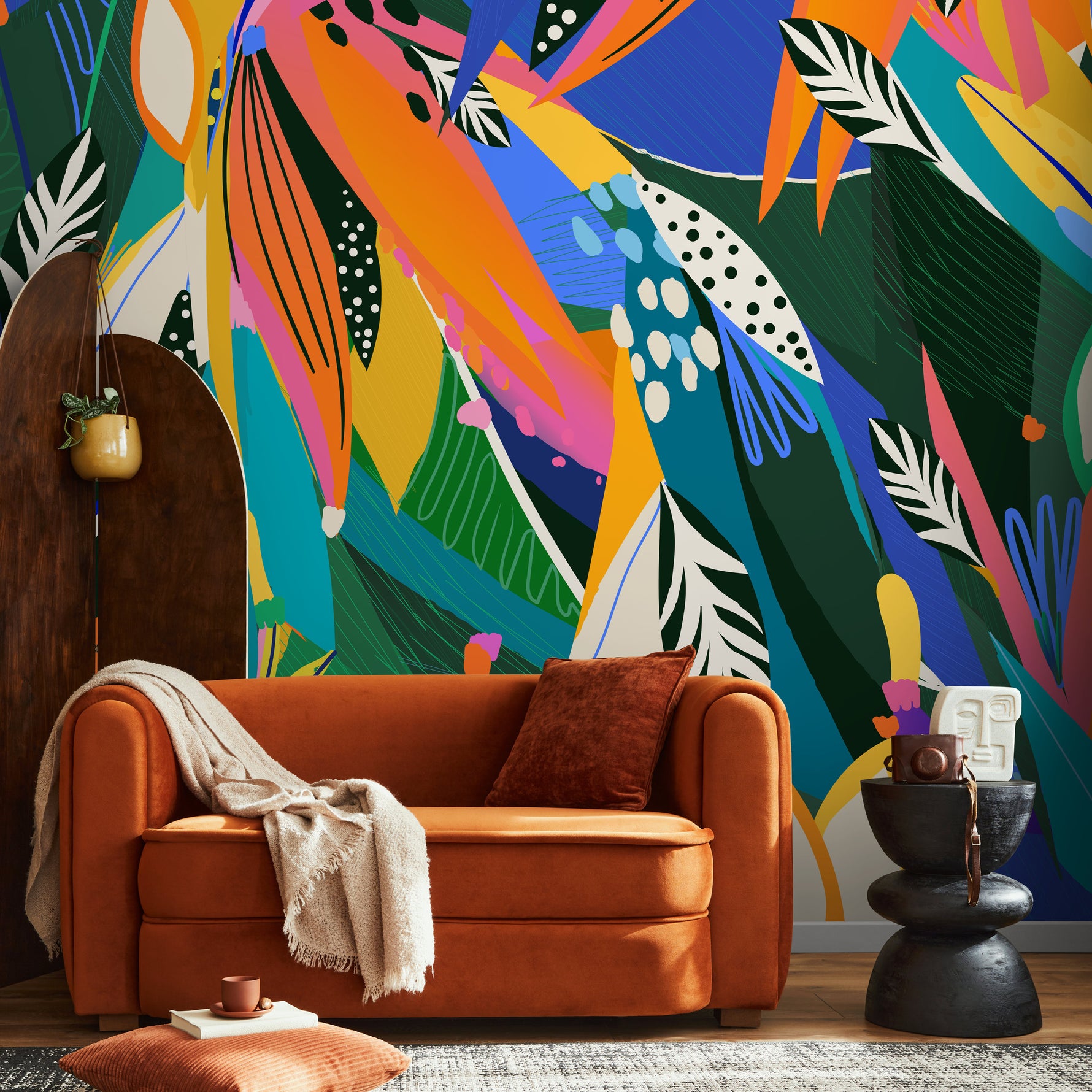 Wallpaper Peel and Stick Wallpaper Removable Wallpaper Home Decor Wall Art Wall Decor Room Decor / Colorful Abstract Leaves Wallpaper - C346