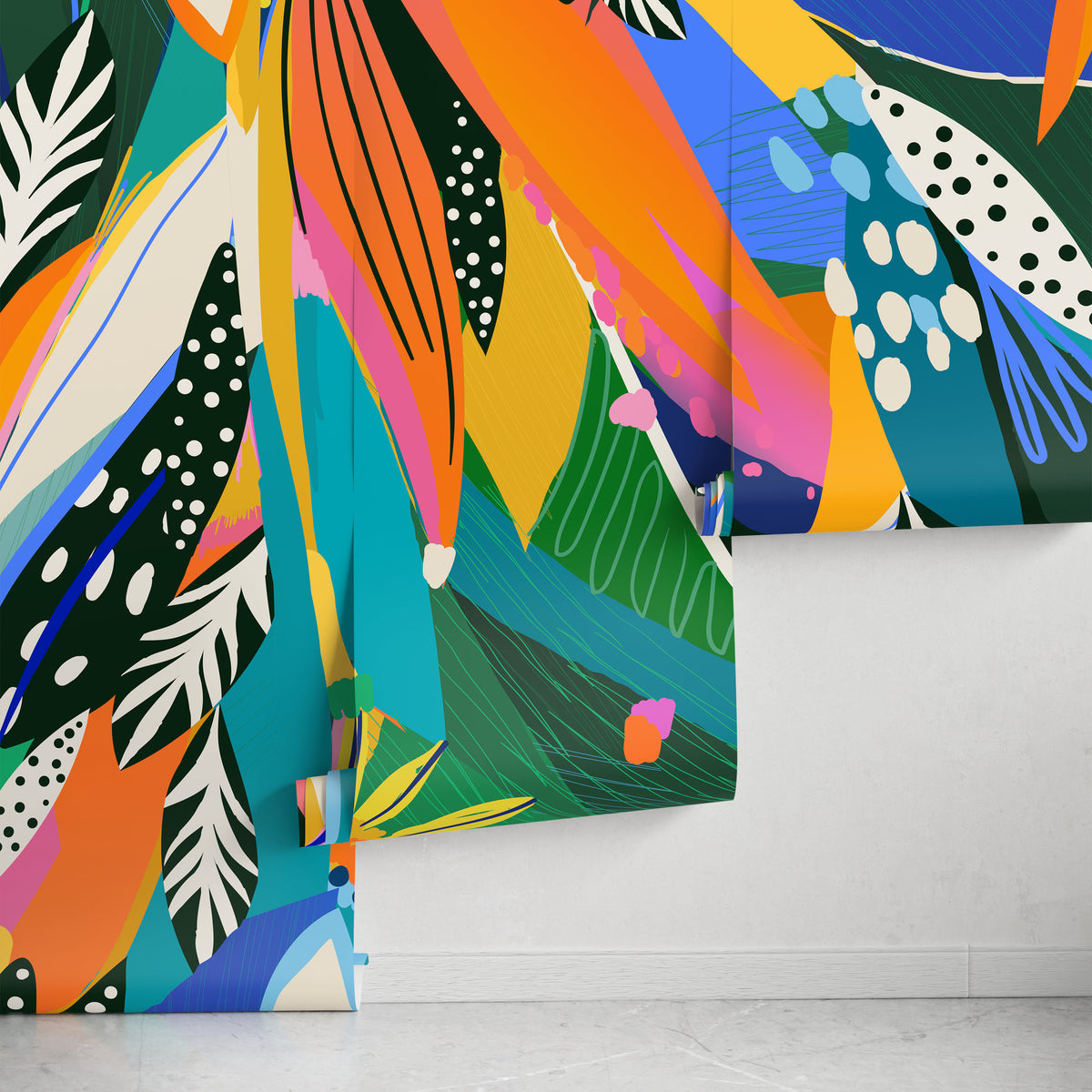 Wallpaper Peel and Stick Wallpaper Removable Wallpaper Home Decor Wall Art Wall Decor Room Decor / Colorful Abstract Leaves Wallpaper - C346