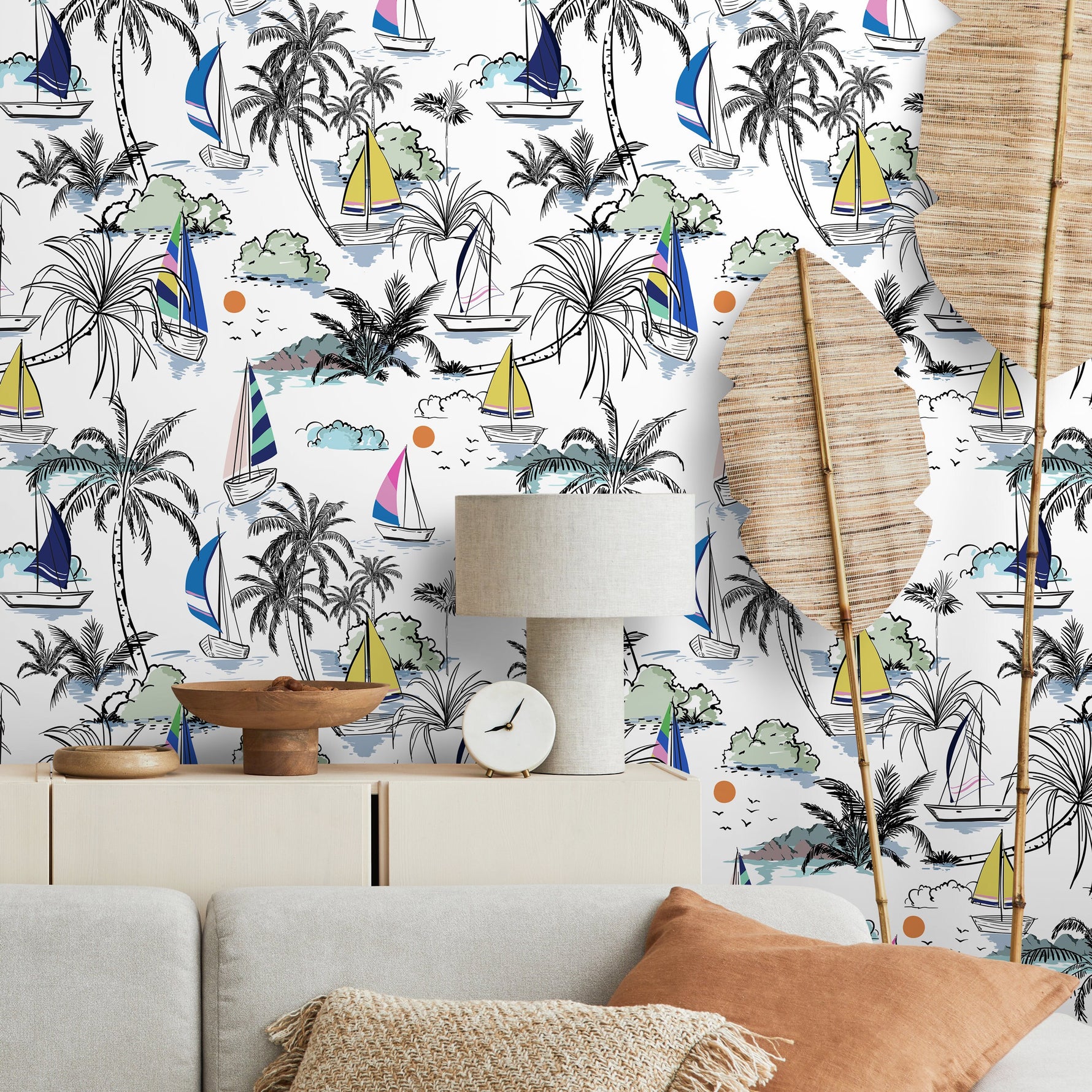 Wallpaper Peel and Stick Wallpaper Removable Wallpaper Home Decor Wall Art Wall Decor Room Decor / Tropical Sailing Boat Wallpaper - B540