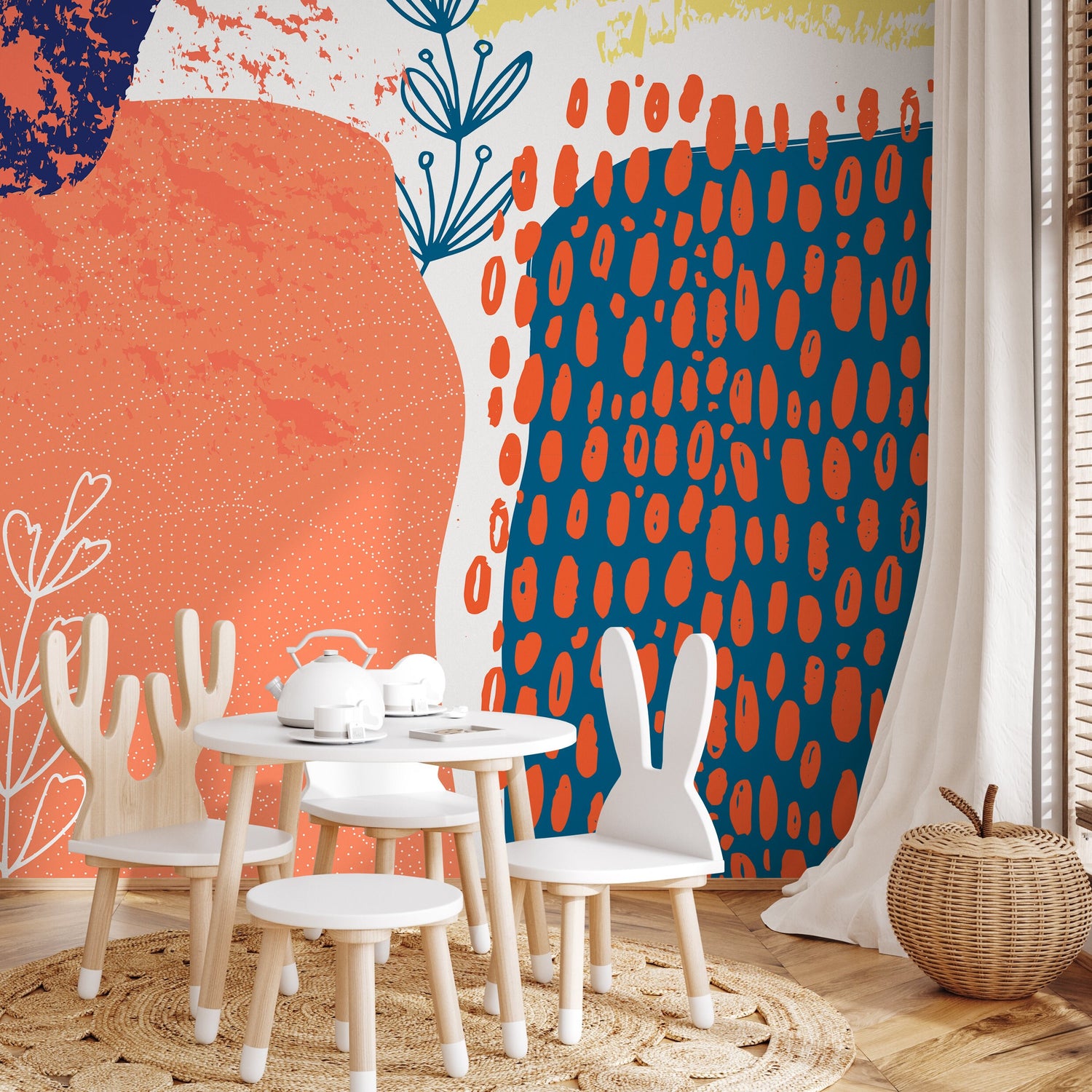 Wall Decor Wallpaper Peel and Stick Wallpaper Removable Wallpaper Home Decor Wall Art / Orange Abstract Contemporary Wallpaper - A703