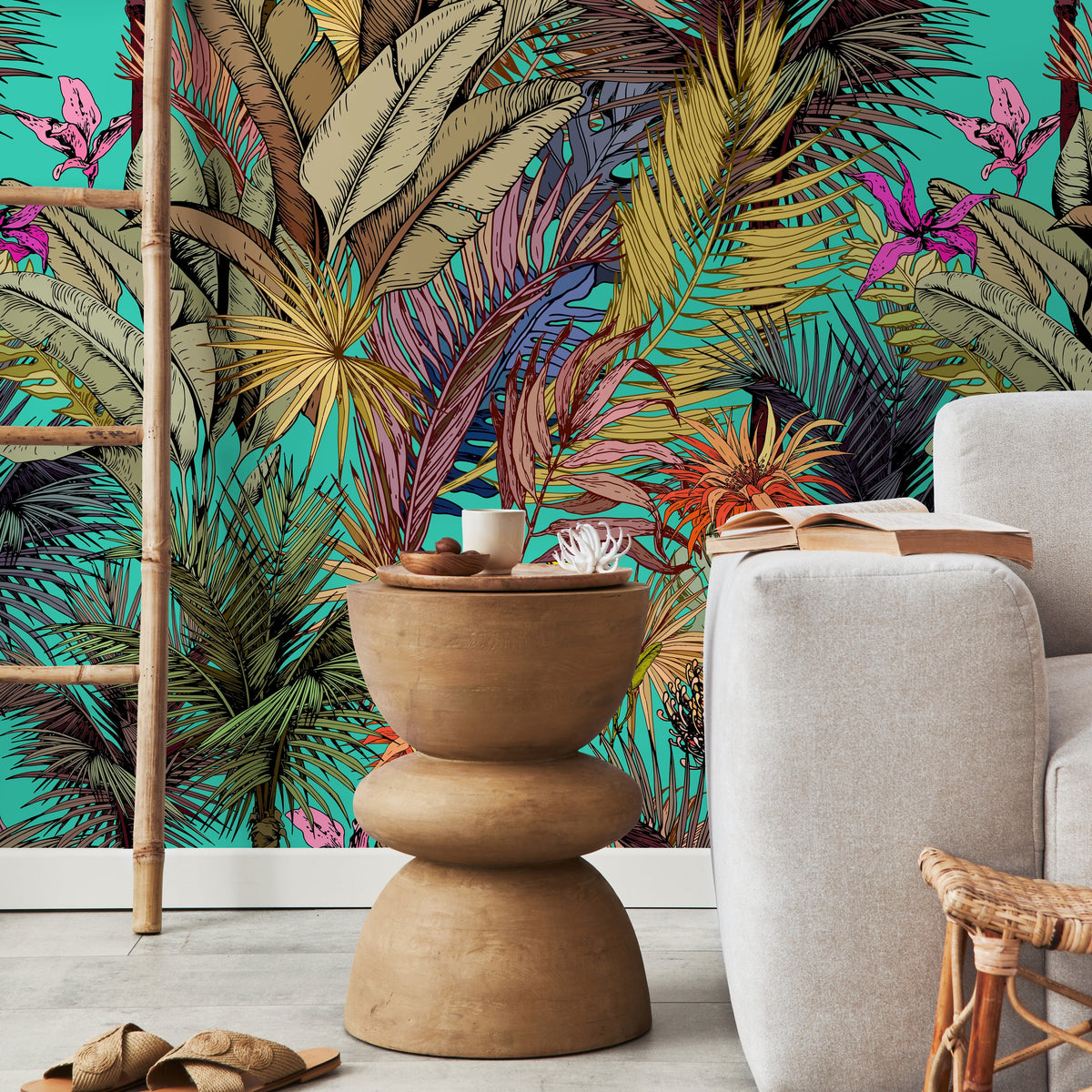 Wallpaper Peel and Stick Wallpaper Removable Wallpaper Home Decor Wall Art Wall Decor Room Decor / Tropical Jungle Leaves Wallpaper - A764