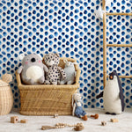 Wallpaper Peel and Stick Wallpaper Removable Wallpaper Home Decor Wall Art Wall Decor Room Decor / Blue Dots Watercolor Wallpaper - D934