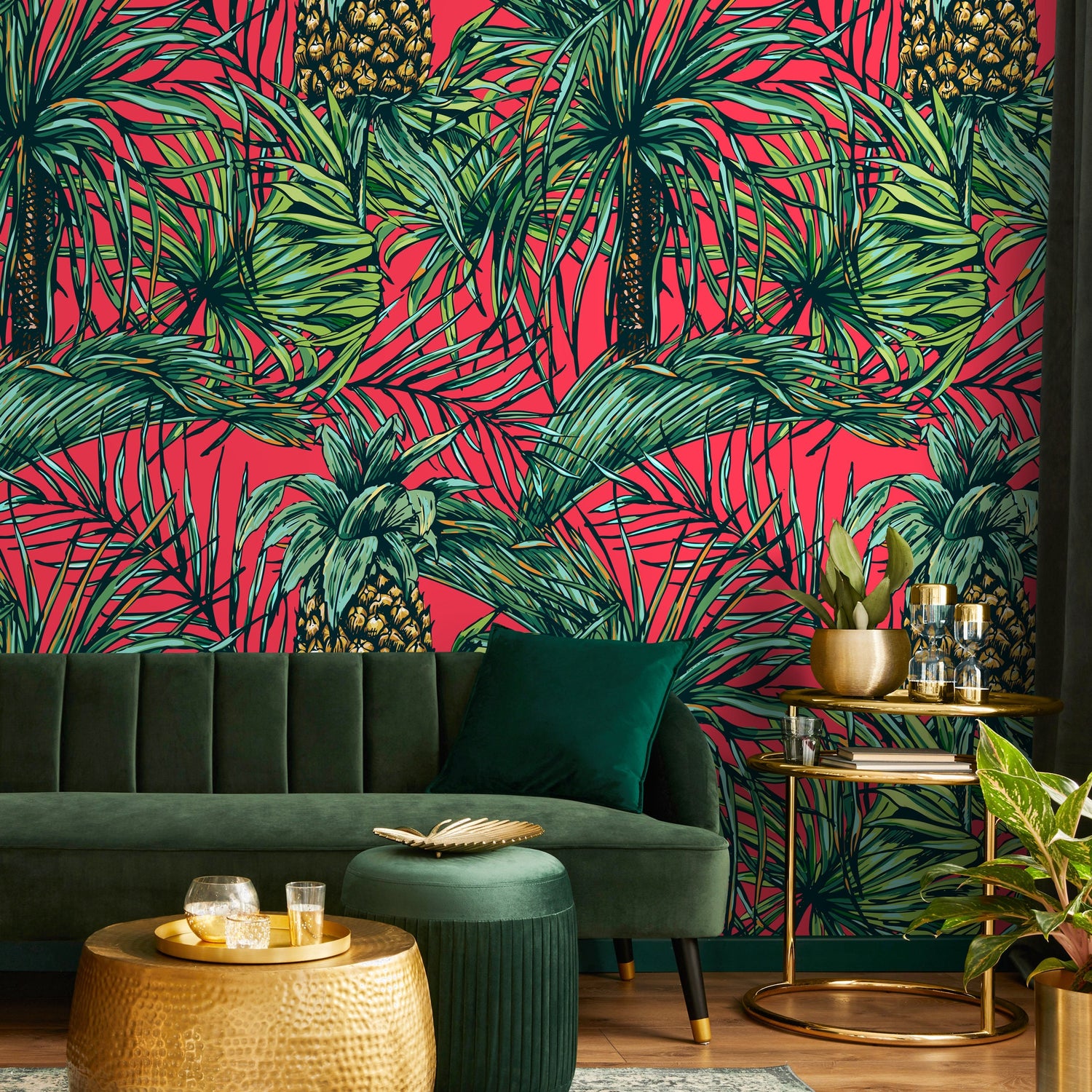 Wallpaper Peel and Stick Wallpaper Removable Wallpaper Home Decor Wall Art Wall Decor Room Decor / Tropical Palm Pineapple Wallpaper - A973