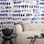 Abstract Blue Brushstrokes Wallpaper - A028