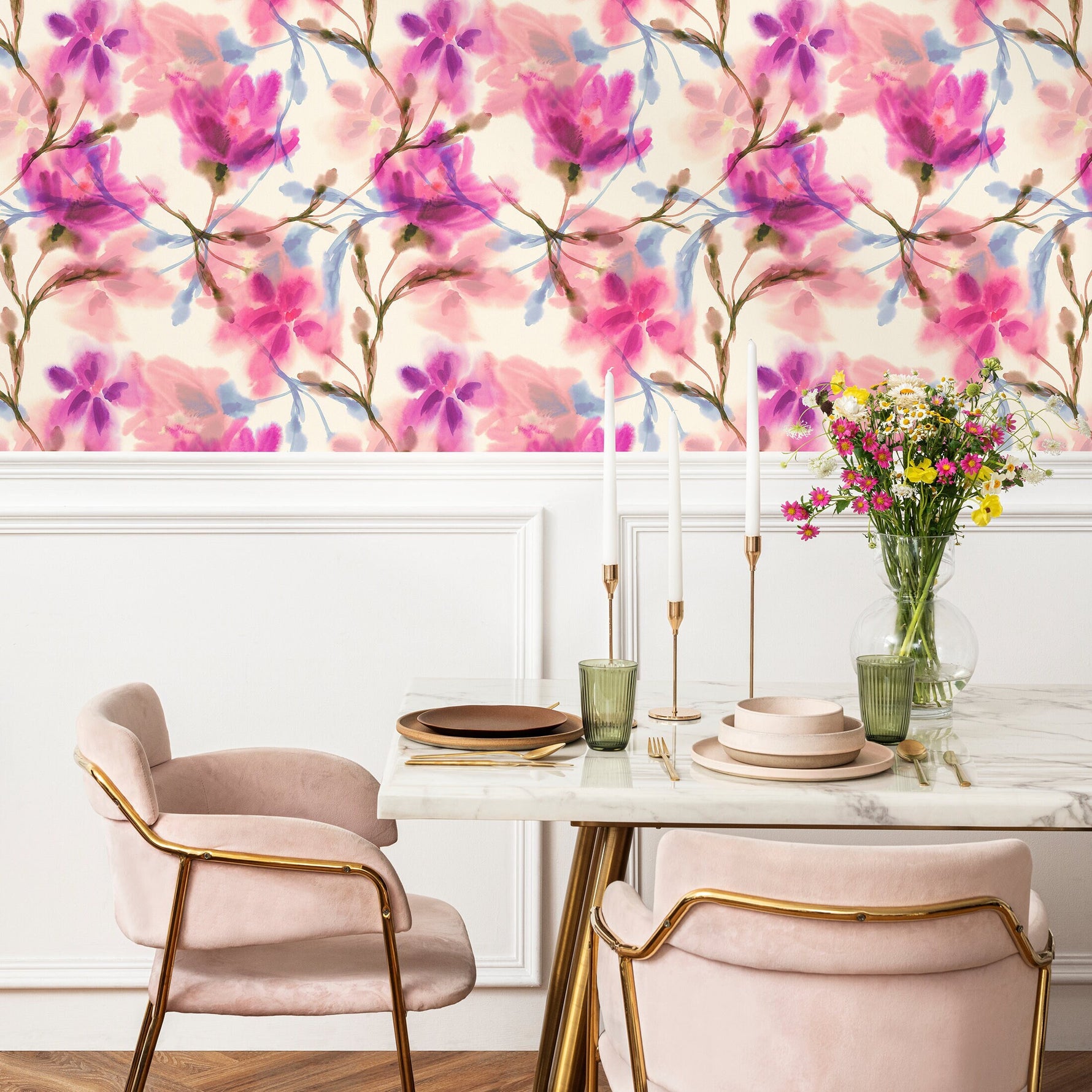 Floral Watercolor Bliss Wallpaper - A030