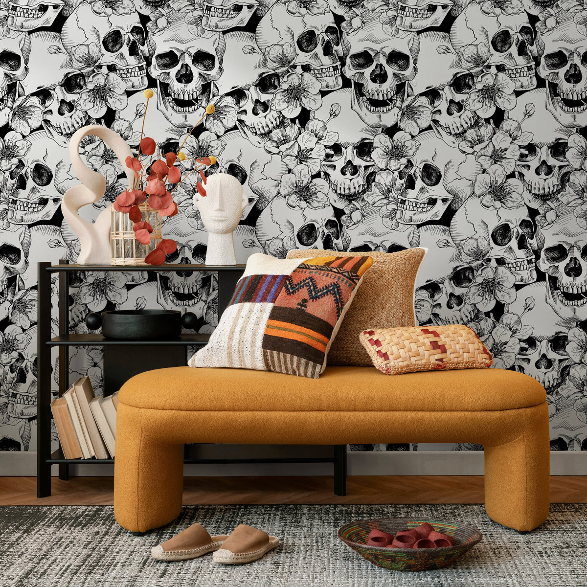 Floral Skulls Wallpaper - A112