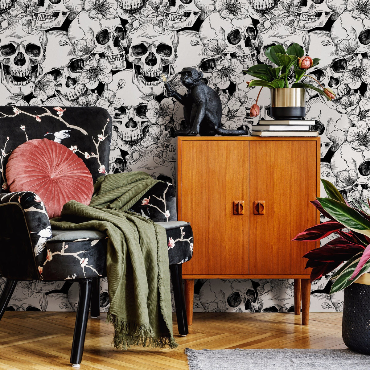 Floral Skulls Wallpaper - A112