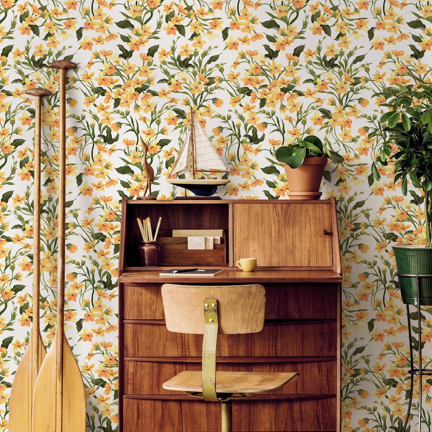 Sunny Floral Delight Wallpaper - A121