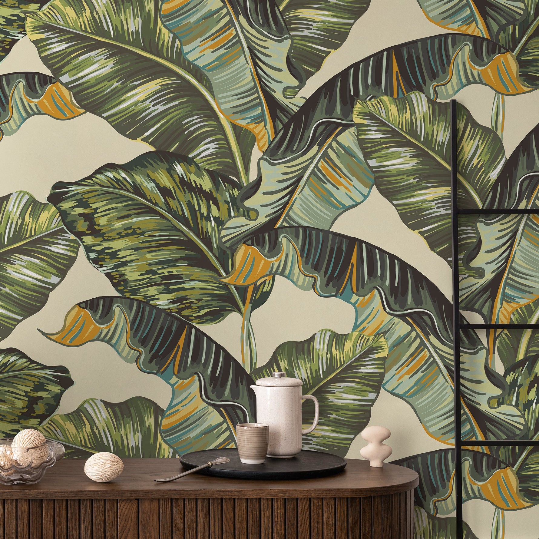 Wallpaper Peel and Stick Wallpaper Removable Wallpaper Home Decor Wall Art Wall Decor Room Decor / Tropical Banana Leaf Wallpaper - A218