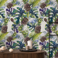 Thumbnail for Wallpaper Peel and Stick Wallpaper Removable Wallpaper Home Decor Wall Decor Room Decor / Tropical Monstera and Pineapple Wallpaper - A232