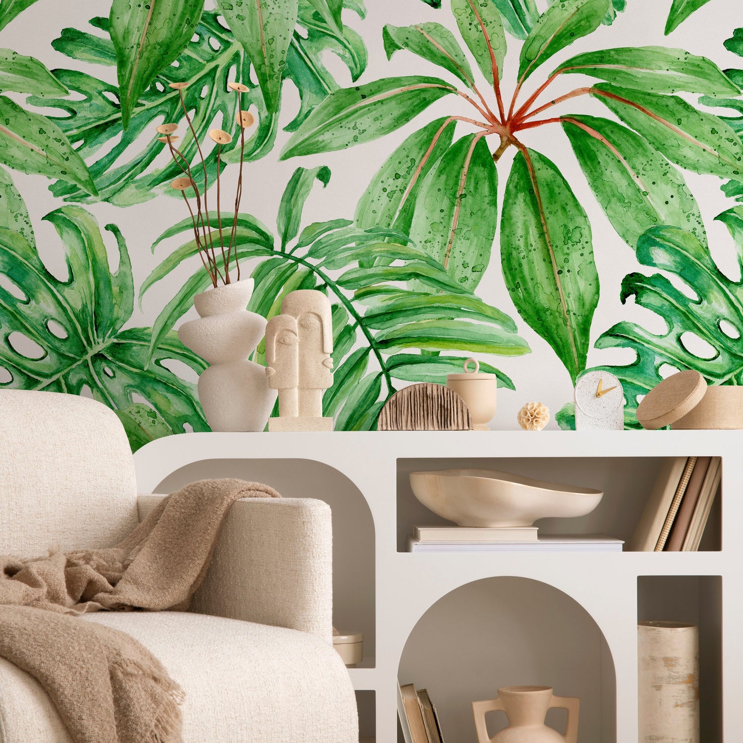 Wallpaper Peel and Stick Wallpaper Removable Wallpaper Home Decor Wall Art Wall Decor Room Decor / Monstera Leaves Wallpaper - A244