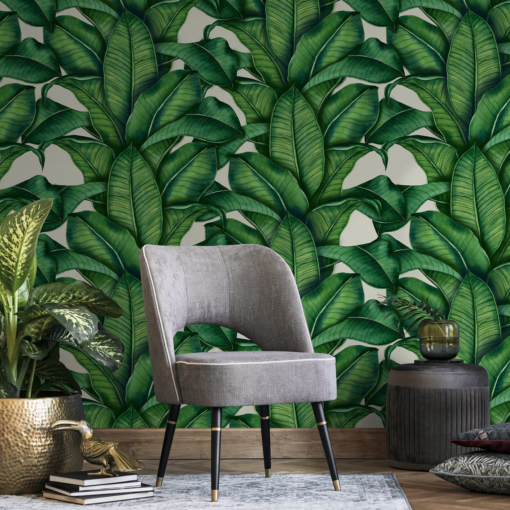 Wallpaper Peel and Stick Wallpaper Removable Wallpaper Home Decor Wall Art Wall Decor Room Decor / Tropical Banana Leaf Wallpaper - A256