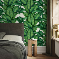 Thumbnail for Wallpaper Peel and Stick Wallpaper Removable Wallpaper Home Decor Wall Art Wall Decor Room Decor / Tropical Banana Leaf Wallpaper - A256