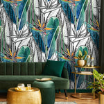 Removable Wallpaper Peel and Stick Wallpaper Wall Paper Wall Mural - Pop Banana Leaf Wallpaper Tropical Wallpaper - A522