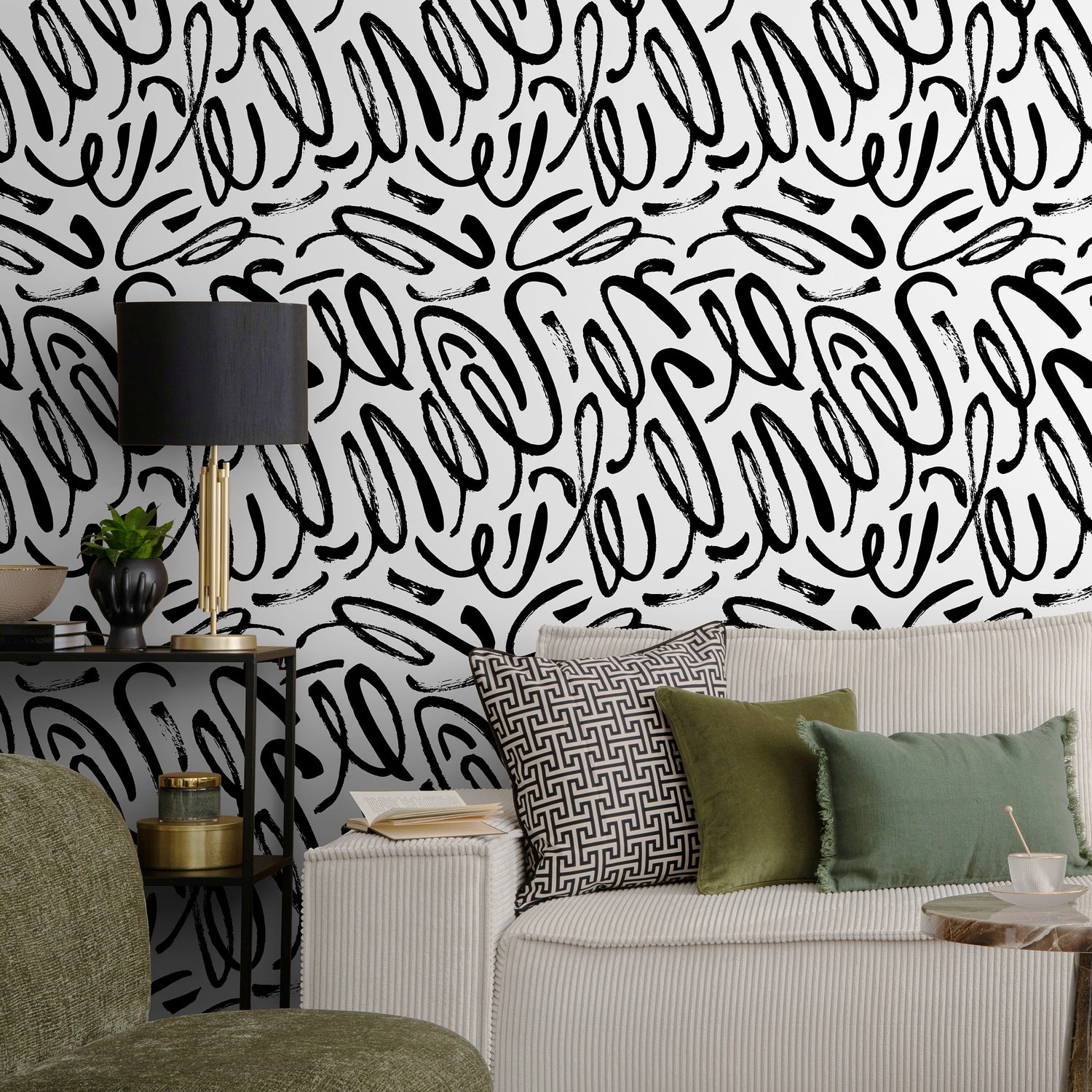 Removable Wallpaper Peel and Stick Wallpaper Wall Paper Wall Mural - Black and White Wallpaper - A589