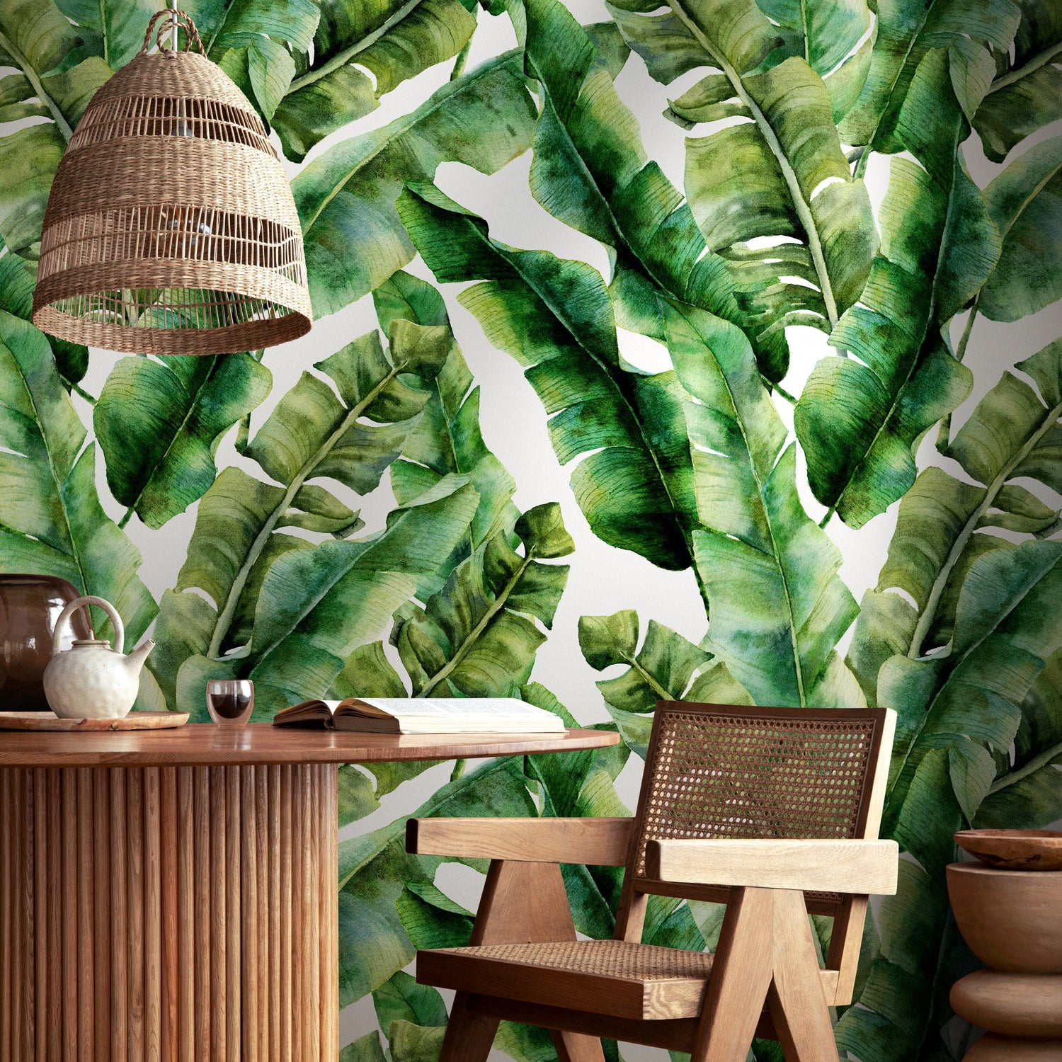 Wallpaper Peel and Stick Wallpaper Removable Wallpaper Home Decor Wall Art Wall Decor Room Decor / Tropical Banana Leaf Wallpaper - A498