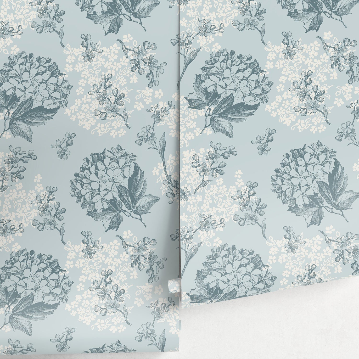 Wallpaper Peel and Stick Wallpaper Removable Wallpaper Home Decor Wall Art Wall Decor Room Decor / Blue Vintage Floral Wallpaper - A631