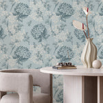 Wallpaper Peel and Stick Wallpaper Removable Wallpaper Home Decor Wall Art Wall Decor Room Decor / Blue Vintage Floral Wallpaper - A631