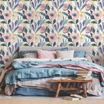 Wallpaper Peel and Stick Wallpaper Removable Wallpaper Temporary Wallpaper Home Decor Room Decor / Cute Floral Scandinavian Wallpaper - A696