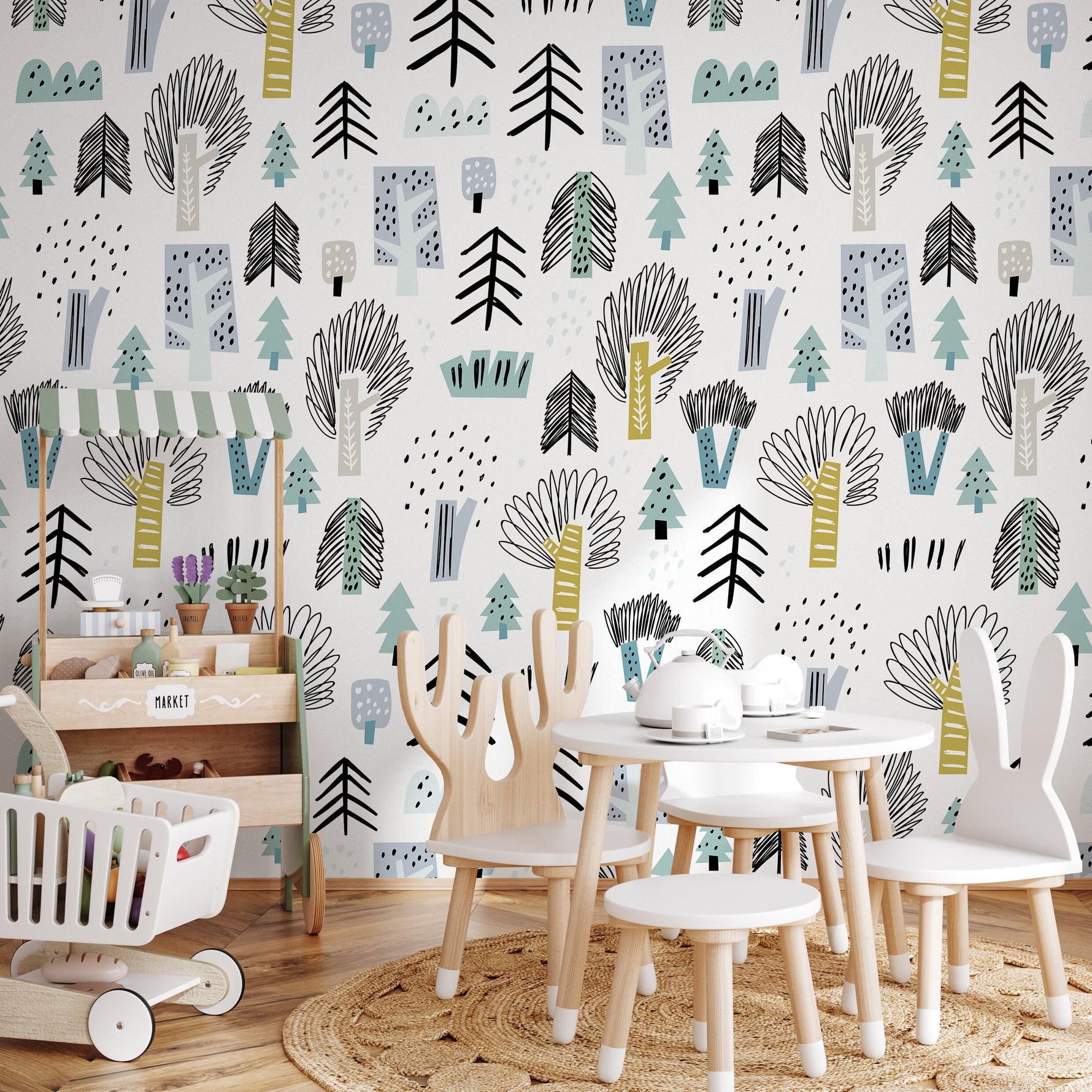 Removable Wallpaper Scandinavian Wallpaper Plants Wallpaper Peel and Stick Wallpaper Wall Paper - A675