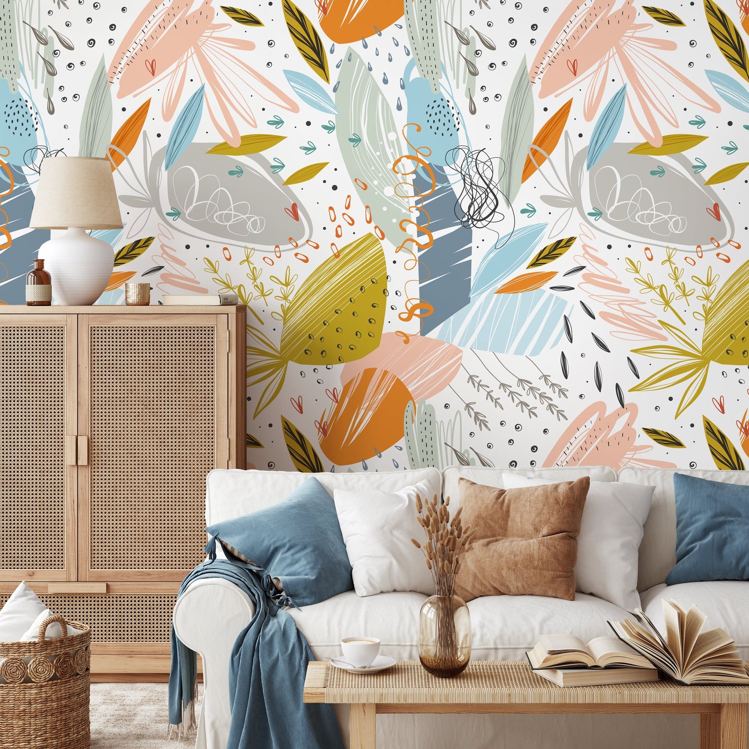 Removable Wallpaper Scandinavian Wallpaper Abstract Scandinavian Wallpaper Peel and Stick Wallpaper Wall Paper - A778