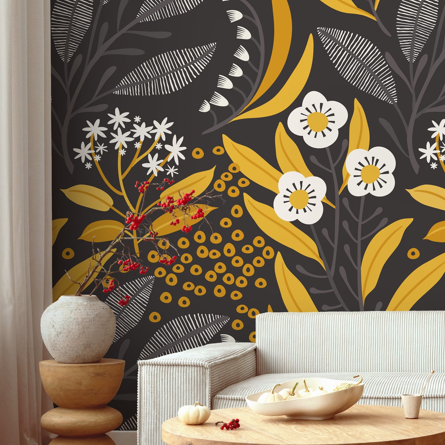 Wallpaper Peel and Stick Wallpaper Removable Wallpaper Home Decor Wall Art Wall Decor Room Decor / Floral Scandinavian Wallpaper - A723