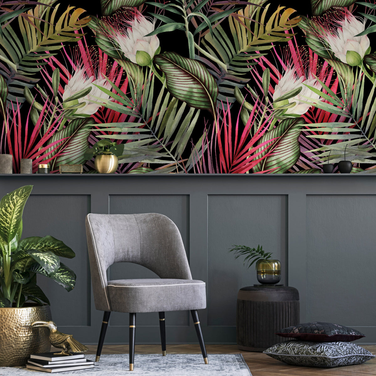 Wallpaper Peel and Stick Wallpaper Removable Wallpaper Home Decor Wall Art Wall Decor Room Decor / Cool Tropical Leaves Wallpaper - A835