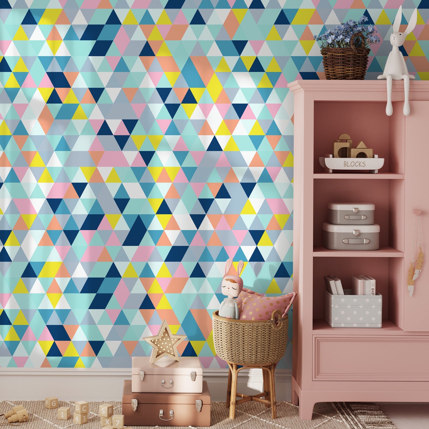 Wallpaper Peel and Stick Wallpaper Removable Wallpaper Home Decor Wall Art Wall Decor Room Decor / Colorful Triangle Wallpaper - A876