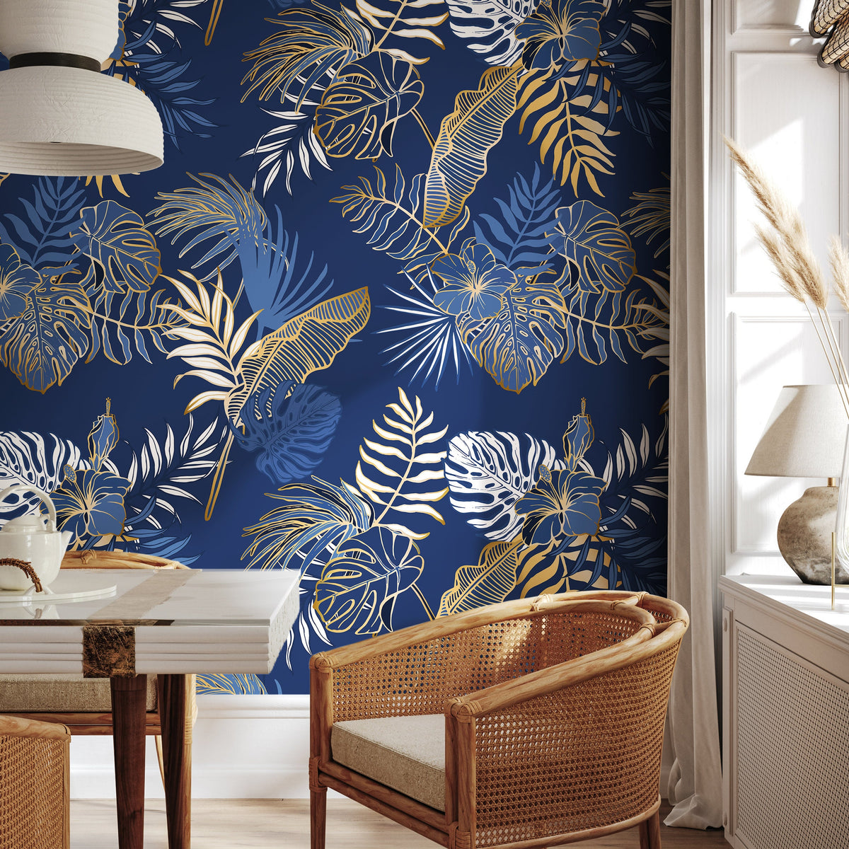 Removable Wallpaper Peel and Stick Wallpaper Wall Paper - Contemporary Non-Metallic Leaves Wallpaper - B024